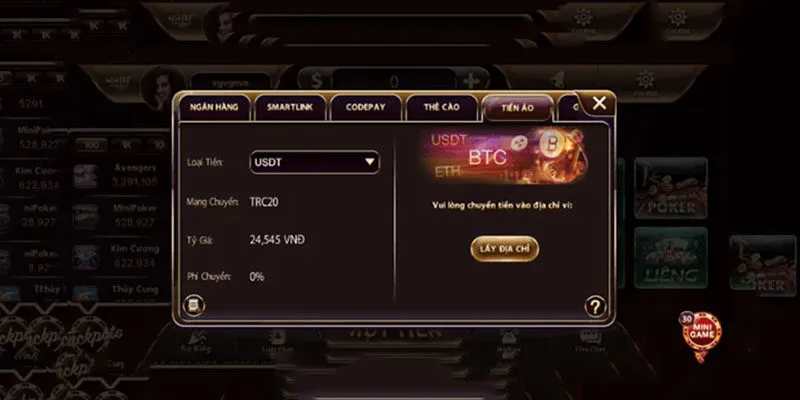 Nạp tiền bằng hình thức tiền ảo
